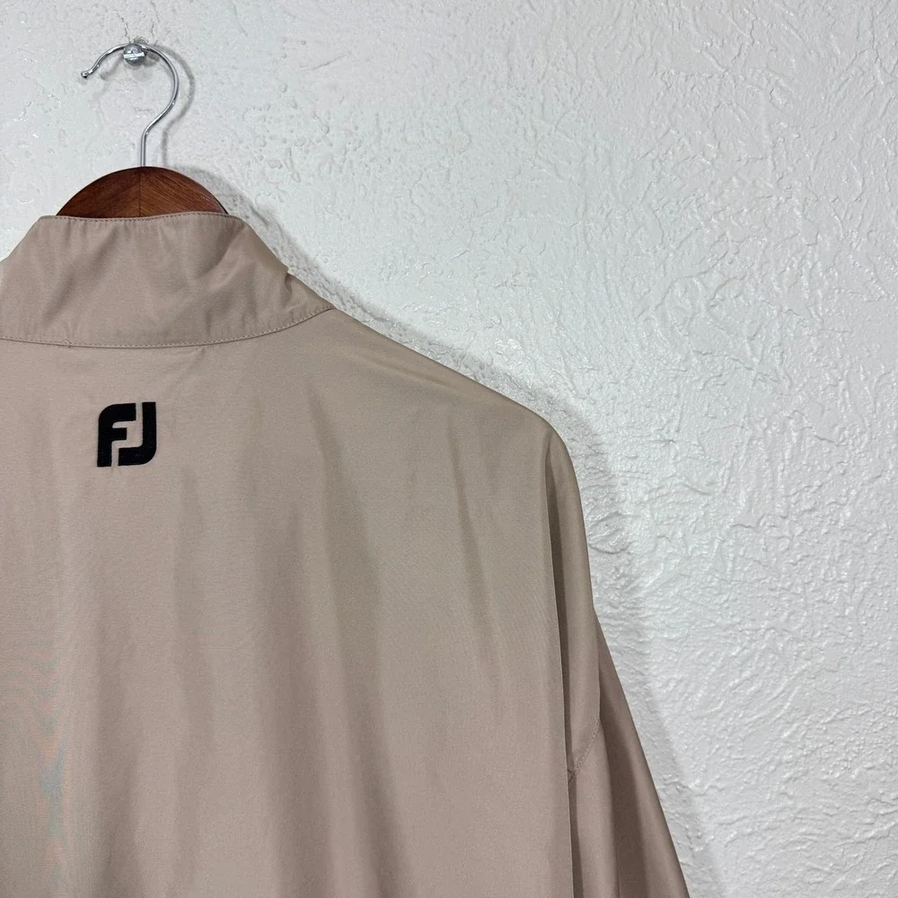 FootJoy‎ Pullover Jacket Mens L DryJoys Tan Short Sleeve Golf Windbreaker Coat